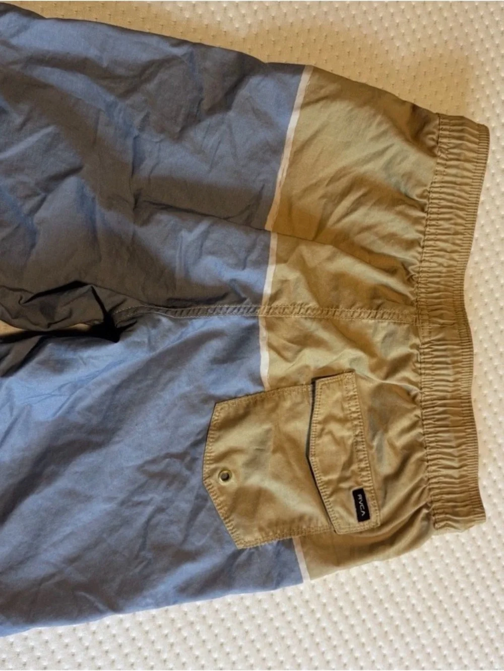 RVCA Youth Large Light Blue and Khaki Swim Trunks